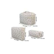 Bộ 3 món / Một túi đựng mỹ phẩm nhỏ chần bông họa tiết hoa / Túi đựng mỹ phẩm / Túi mềm / Túi du lịch có khóa kéo / Túi đựng đồ - Nhiều màu - Xem 7