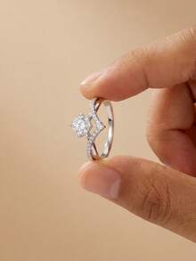 1 chiếc nhẫn Moissanite hình vương miện công chúa 0,5 carat, bạc sterling 925, sang trọng, thích hợp làm quà tặng đính hôn, cưới, sinh nhật bạn thân, kỷ niệm hoặc trang sức cô dâu. - Nhẫn Moissanite hình vương miện - 0,5ct - Xem 2