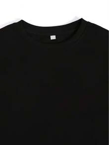 Black Pure Cotton T-Shirt 180g Printed - Premium Crew Neck, 100% Natural Cotton, Ultra Soft, Machine Washable, Versatile For Outdoor Outings Or Holiday Gifts, Optimal Comfort - 黑色 - 查看 2