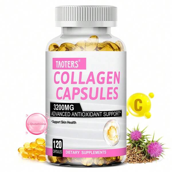Bunkell Collagen Supplement With Vitamins And Hyaluronic Acid, Vitamin C - Supports Healthy Hair, Skin, And Nails - 120 Capsules