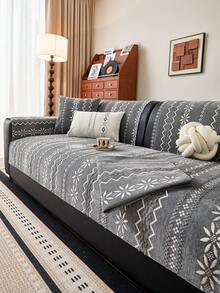 1 chiếc vỏ gối sofa họa tiết hình học Bohemian, chất liệu jacquard chenille, mềm mại, bảo vệ đồ nội thất bốn mùa, chống trượt, chống bụi, chống nhăn, bền, chống trầy xước do mèo cào, phù hợp với sofa 1-4 chỗ và sofa hình chữ L. - Xám - Xem 4