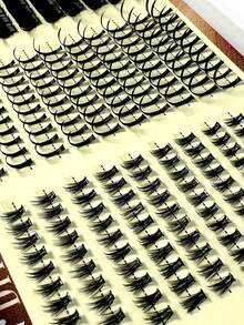 120D Extra Long Spiky Cluster Lower False Eyelashes, 6-18mm Length, D/DD Curl, 280pcs/Set, Fluffy DIY Lash Extensions, Cartoon Style, Mink Fur Material, Suitable For Various Makeup Looks - D+ - 查看 3