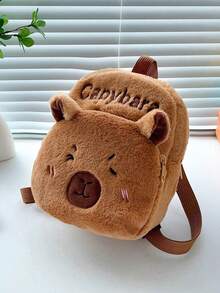 1 pieza Mochila linda y suave de peluche de capibara. Bolso cruzado ligero y de moda. Bolso de hombro portátil y con personalidad. - Marrón - Ver 10