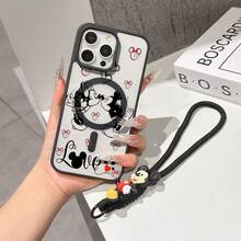 This Disney Mickey Mouse Lanyard Phone Case Is Fully Covered In TPU Material, Features Strong Magnetic Closure, Is Shockproof And Lightweight, And Is Compatible With IPhone17/16/11/13/15/15 Plus/15 Pro/15 Pro Max/12/14 Pro Max/11 Pro Max/12 Pro/12 Pro Max/13. This Phone Case Is A Popular Birthday Gift Or Business Gift Choice; It Is Durable, Stain- And Fingerprint Resistant, And Suitable For Both Men And Women. The Set Also Includes A Mickey Mouse Phone Case And A Mickey Mouse Plush Bracelet, Making It A Perfect Gift For Friends And Family. This Stylish Phone Case Is Fun, Lightweight, And Durable. IPhone17 Pro Max Phone Case, Minnie Mouse Phone Case. - màu đen - Xem 3