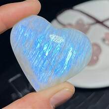 1颗心形月光石，手工抛光，彩虹色，蓝白云母图案 - 表面光滑，适合珠宝制作、家居装饰、圣诞节和感恩节礼物 - 优雅的装饰品或 - 彩色 - 查看 11