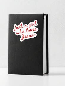 "Just A Girl Who Loves Jesus" Aesthetic Sticker, Cute Christian Faith Decal For Laptop & Kindle, Red Script Typography, Religious Gift For Women & Teens - Multicolor - View 6
