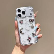 1pc Creative Star & Moon Retro Epoxy Phone Case, Suitable Compatible With Apple 17 Pro Max, 17, 16, 15, 14, 13, 11, 12 Pro Max/Pro, Shock-Proof & Anti-Fall Protective Cover - Clear - View 3