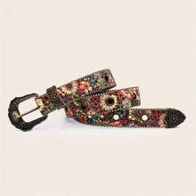 Women's Retro Floral Belt, Multi-Color Metal Carved - Khóa ghim bằng đồng - Xem 6