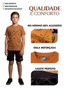 Kit 4 Peças Conjunto Menino Infantil Juveil Bebê Verão 2 Conjuntos Algodão Estiloso - 2 Shorts 2 Camisas Envio Sortido - Multicolorido - Visão 2