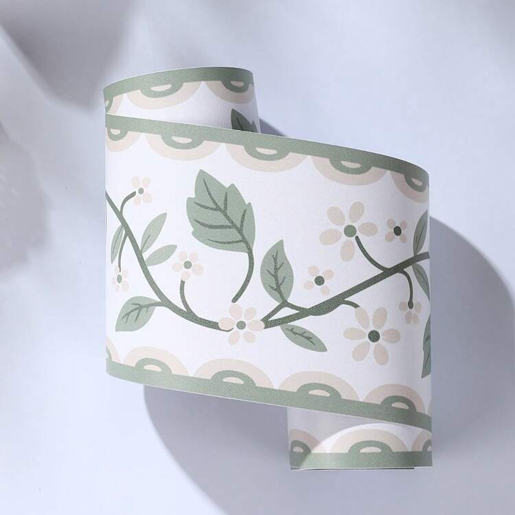 Miếng dán viền gạch men tự dính, viền trang trí tường cho nhà bếp, phòng tắm, chân tường chống thấm nước. - Dây leo viền xanh - Xem 3