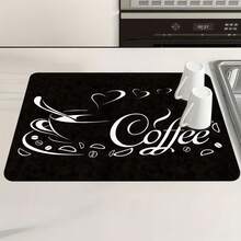 1 pieza Felpudo de cocina súper absorbente y de secado rápido con base antideslizante, apto para barra de café, mesa de comedor - Superficie de fácil limpieza y diseño de secado rápido, se adapta a cocinas modernas o tradicionales, accesorios de barra de café, decoración del hogar con estilo - Rapsodia del café - Ver 8