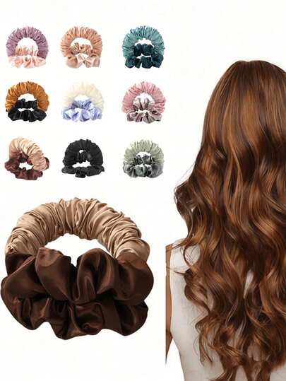 1pc No-Heat Hair Curler For Women, Brown Satin No-Heat Hair Curler, Headband-Style Curler Vs. Heated Curler, Built-In Flexible Metal Wire, Suitable For Overnight Use, High Rebound Rubber Filling, Soft , No-Heat Hair Curler, Suitable For Normal Hair, Slouchy Hair Curling Tool, Slouchy Hair Curler Suitable For Long Hair, Fashionable Accessory For Going Out And Sports. Mother's Day Gift, Gift For Mom. Satin