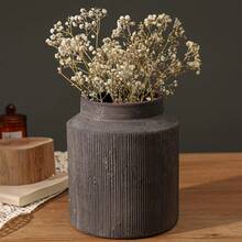 Vaso de Chão de Resina Vintage, Vaso Cerâmico Grande Bege Listrado Adequado para Grama das Pampas, Decoração Rústica de Fazenda para Sala de Estar, Entrada, Pátio e Jardim, Presente Ideal de Inauguração da Casa, Acento Boho para Mesa de Jantar e Pátio Externo - A - Visão 11