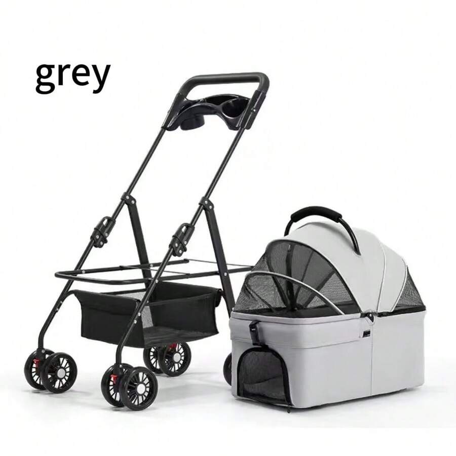 3-In-1 Pet Stroller Suitable For Small And Medium-Sized Dogs, Luxury Large Cat Stroller Detachable Carrier, Suitable For Puppies, Kittens, And Puppies - Xám - Xem 1