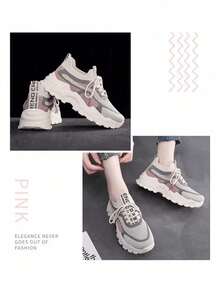 Zapatillas De Tenis Transpirables Color Block Para Mujer - Rosa - Ver 6