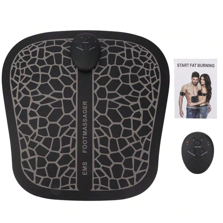 EMS Intelligent Foot Massage Pad Muscle Pain Fatigue Relief Foot Massager (Battery Type) - Negro - Ver 1