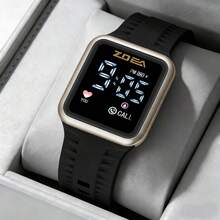 ZOEA Sports Smartwatch With Breathable Perforated Strap + Square Touchscreen + Fitness Style + Daily/Sport Use + Smartwatch - 黑色 - 查看 6