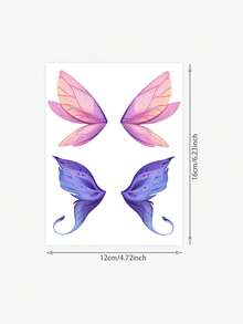 1 tatuagem temporária lavável de asa de borboleta com efeito degradê, à prova d'água e de longa duração, ideal para decorar o rosto e o pescoço, dura de 2 a 3 dias. - Multicolorido - Ver 8