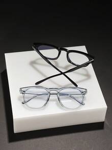 1 paire de lunettes de mode à monture carrée de base pour hommes, convenant pour la lecture quotidienne, la tenue de campus et les déplacements au travail - Multicolore - Voir 9