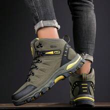Botas de senderismo para hombres, duraderas y de moda, adecuadas para uso casual al aire libre. Zapatos de senderismo para hombres, zapatos de trekking al aire libre, zapatos de escalada, zapatos de montañismo de campo traviesa - Verde militar - Ver 9