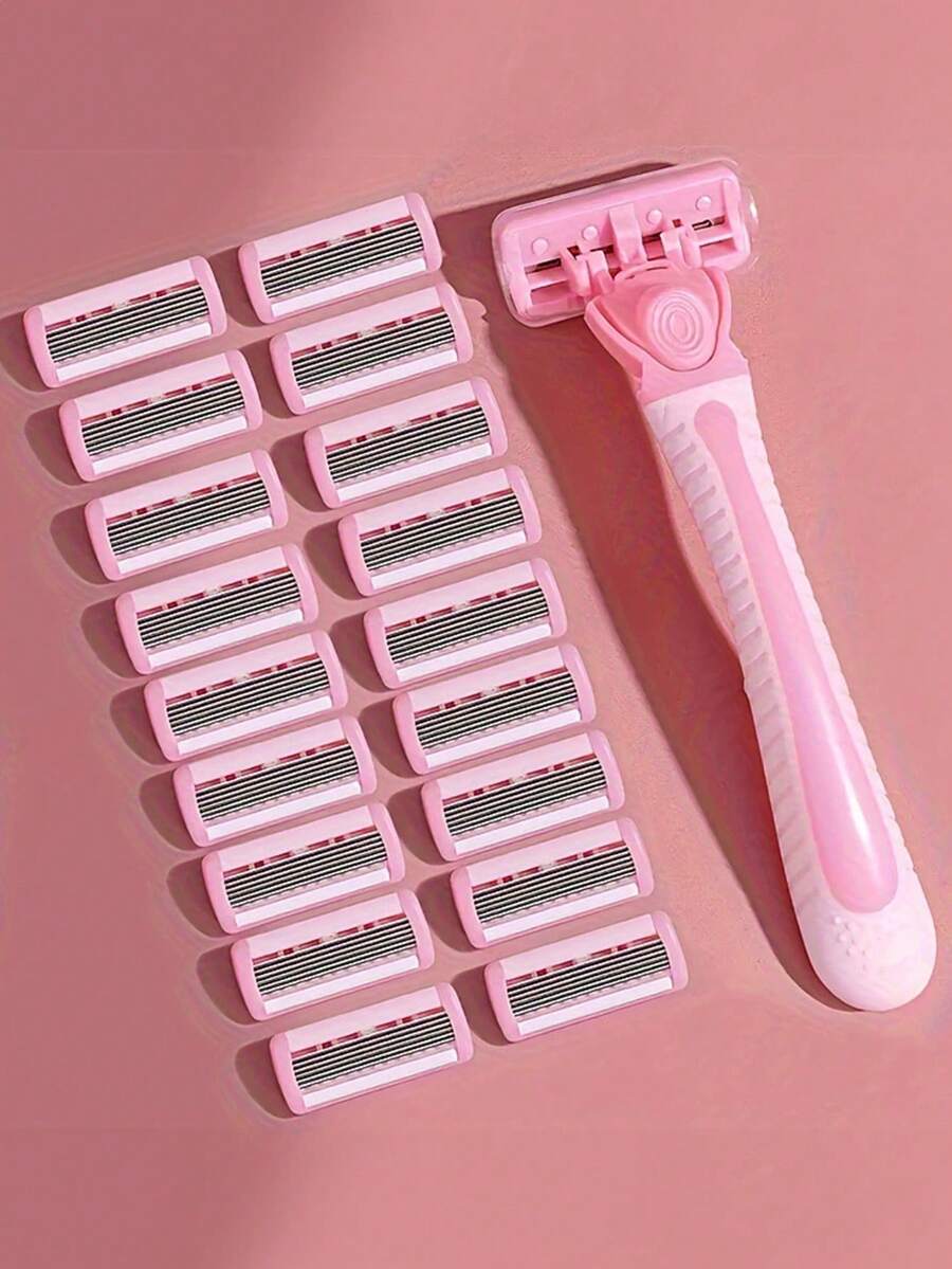 1pc Women's Body Bikini Hair Removal Razor With Replaceable Stainless Steel Blades, Manual Depilation Head - Multicolor - View 1