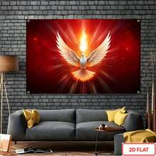 Pentecost Party Banner | Holy Spirit Dove & Holy Fire Design, Vibrant Polyester Religious Decor For Christian Celebrations, Church Events, And Spiritual Gatherings, Church Event,Headscarf,Banner,Flag,Room Deocr,Wall Deocr,Living Room Deccor, 2D Flat Tapestry, Local Printed Textile Wall Decor Garden Flag, Polyester Decorative Wall Hanging, Room Banner, Wall Banner, For College Dorm Decor, Outdoors, Parties, Festival Gifts Birthday Graduation Room Decor Home Decor Wall Decor Bedroom Decor Wall Art Poster Home Decor Living Room Tapestry For Room Wall Tapestry Room Decoration Stuff Gifts Suitable For Party Daily Anniversary Party Valentine's Day Wedding Anniversary Easter Mother's Day Graduation Father's Day Birthdays Anniversaries Thanksgiving, Christmas, Halloween, New Year's, Tea Room, Bedroom, Living Room, Indoor Home, Outdoor Flag Wall Tapestry - Multicolor - View 1