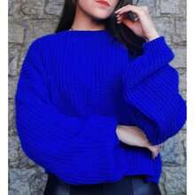Women's Knitted Sweater - Blue Pen - View 1