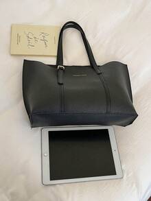 Large Capacity Handbag For Women, New Minimalist Fashion Versatile Commuter Shoulder Tote Bag - Black - View 3