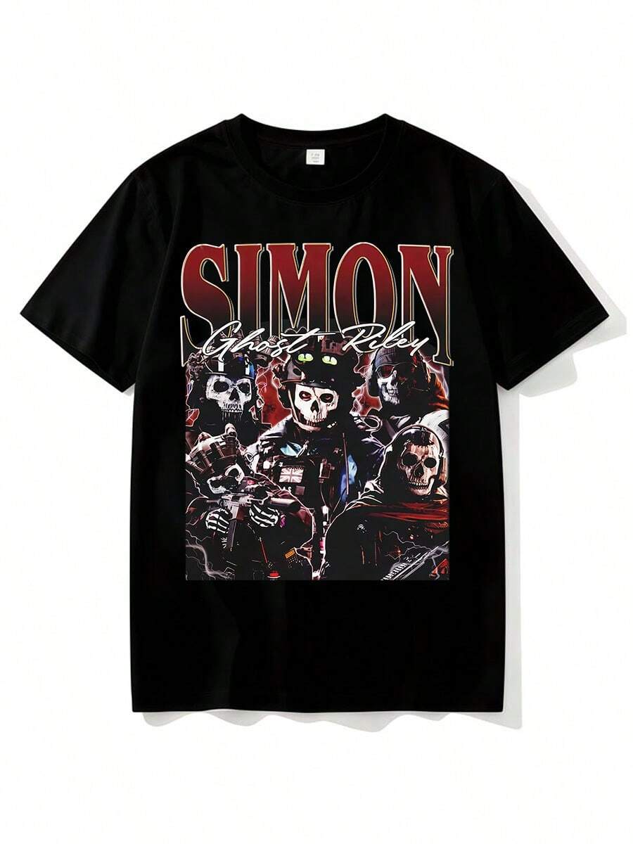 Limited Edition Simon Riley Ghost 90s Bootleg Vintage T-Shirt, Simon Riley Ghost Streetwear Classic Tee, Simon Riley Ghost T-Shirt For Women And Men - màu đen - Xem 1