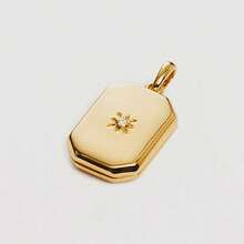 独特简约925纯银方形星形锆石镶嵌吊坠，女士项链配饰 - Square Pendant - 查看 8