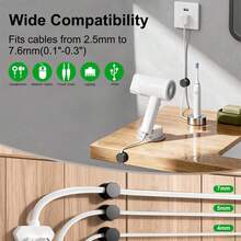 7pcs 360° Rotatable Strong Magnetic Cable Clips, Suitable For Bedside Table, 1-Second Lock Phone Charger Cable, Home/Office/Car/Gaming Console Self-Adhesive Magnetic Cable Clips, Smooth Adjustable - Black - View 4