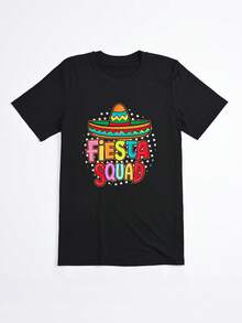 Camiseta Negra Fiesta Squad con Sombrero Mexicano para Fiestas y Eventos - Negro - Ver 2