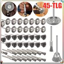 45-teiliges Edelstahl-Drahtbürsten-Set Für Bohrmaschinen – T-Form, Schalen- & Pin-Bürsten Zum Entgraten, Rostentfernen & Polieren Von Holz & Metall - A - Übersicht 1