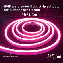 1 st 1,5 m/59 tum rosa neon LED-ljuslist, 5V 2835-lampor, USB-driven flexibel neonbelysning och hållbar lågspänningstejp, lämplig för tak, bar, arbetsbänk och utomhusdekoration - Vitt - Visa 11