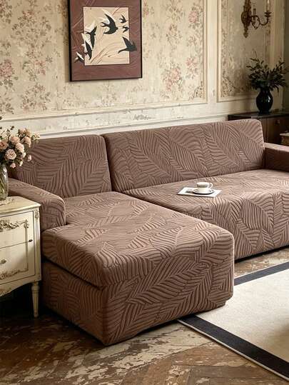 1 pieza Funda de sofá con estampado de hojas de árbol, funda de sofá elástica y gruesa, se ajusta a sofás de 1/2/3/4 plazas en forma de L, decoración para sala de estar, dormitorio, hotel, funda de sofá, fundas de sofá, funda de sofá en forma de L, funda de sofá de 3 plazas, fundas de cojín grandes, funda de cojín grande, sofá, mantas para sofá