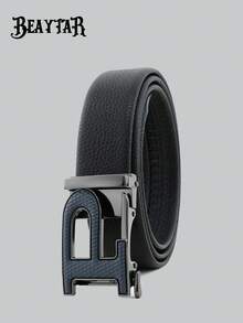 beaytar 1pc Minimalist Letter P Buckle Belt, Multi-Color Options, Exquisite Embossed Leather Men's Waist Belt - Multicolor - View 12
