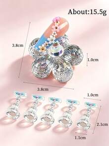 1 Set Base de brillo Aurora con 5 esmaltes de uñas magnéticos en un soporte, soporte reutilizable para arte de uñas adecuado para uñas postizas, herramienta de manicura DIY para salón de uñas y uso doméstico, excelente para artistas de uñas, principiantes y entusiastas del arte de uñas - Blanco - Ver 6