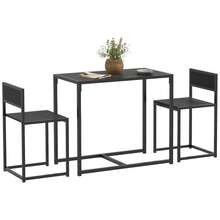Dining Table And Chairs Set 2, Dining Room Sets, Rectangular Space Saving Table And 2 Chairs For Compact Kitchens, Steel Frame, Grey Wood-Effect - Black - View 1