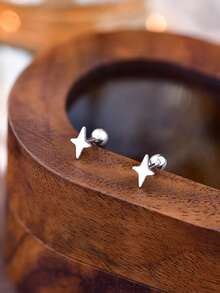 1pc S925 Sterling Silver Minimalist Star Navel Ring, Excellent Daily Wear Choice, Ideal Gift For Girlfriend, Mom And Sister - Single Earring Accessories - View 5