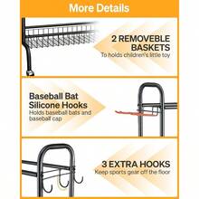 Basketball Rack, Rolling Basketball Shooting Training Stand, Sports Equipment Storage With Wheels, Four-Layer Organizer Holder With Two Basket Basketballs Footballs Volleyball - Black - View 3