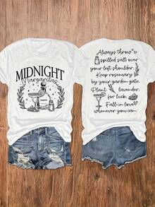 Summer Outfits For WomenCasual Short-Sleeve Crew Neck T-Shirt With Graphic Print, Perfect For Summer And Spring, Designed For WomenLoose And Comfortabletops - 紫色 - 查看 9