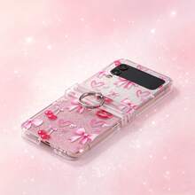 1个渐变闪光樱桃蝴蝶结唇形全包覆铰链电镀指环支架折叠手机壳，兼容三星Galaxy Z Flip3 5G、Galaxy Z Flip4 5G、Galaxy Z Flip5 5G、Galaxy Z Flip6 5G、Galaxy Z Flip7 5G、Galaxy Z Flip7 FE - 無色 - 查看 2