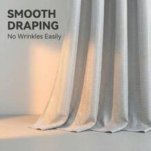 1 pieza Cortina de voile de encaje gris claro de estilo europeo de alta gama, iluminación suave, protege la privacidad para la sala de estar y el dormitorio, con ojales en la parte superior - Gris Claro - Ver 4