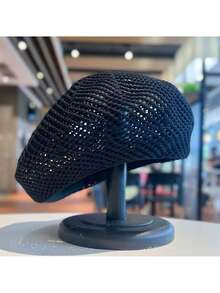 1顶女士休闲编织帽，透气镂空南瓜帽，女士圆顶贝雷帽，时尚复古艺术家帽，柔软八角帽，女士针织帽，春夏款 - 多色 - 查看 7