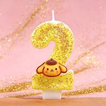 1支创意卡通数字生日蜡烛，0-9数字蜡烛，可爱小黄狗主题蜡烛，魔法公主蛋糕数字蜡烛，黄色闪光石蜡烛，情侣蜡烛，最完美的个性化生日蜡烛，送给女士和女孩！贴纸，剪贴簿用品，剪贴簿 - 多色 - 查看 18