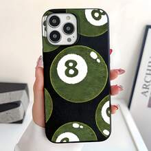 1 chiếc ốp lưng điện thoại màu đen giả da, họa tiết tối giản xanh matcha, phù hợp với 16 Pro Max, 17/16/15/14 Plus, 13/12/11. - Nhiều màu - Xem 2