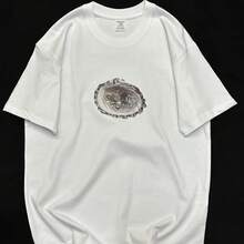 Loose-Fitting T-Shirt With Seashell Print, Y2K Couples For Communicating - White - View 8