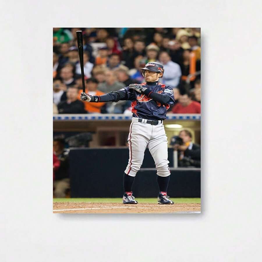 1 Póster de Arte en Lienzo Sin Marco de Jugador de Béisbol - Pintura Dinámica de Acción Deportiva, Decoración para Sala, Oficina o Bar Deportivo - Regalo Ideal para Aficionados y Atletas del Béisbol, Obra Energética, Impresión de Alta Calidad - Enmarcado - Ver 1