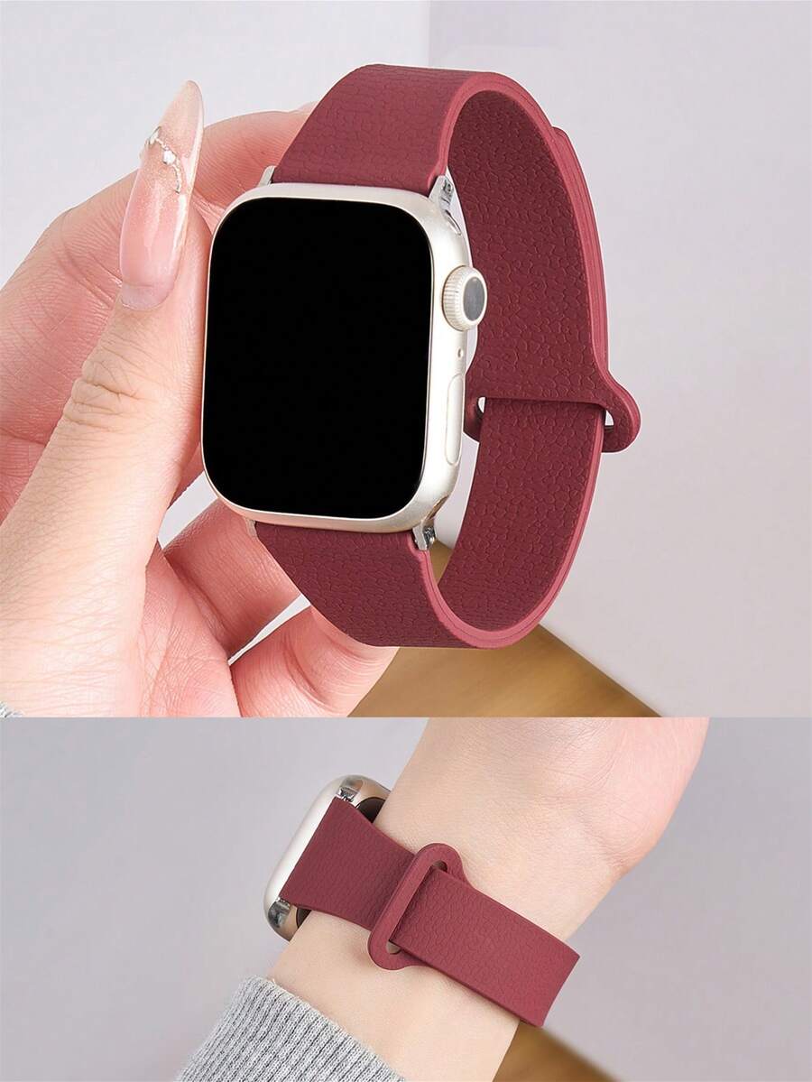 1条男女通用荔枝纹硅胶磁吸表带，兼容 42mm、38mm、40mm、41mm、44mm、45mm、46mm、49mm，时尚智能手表替换表带，适用于Series Ultra2、Ultra SE2、SE 11、10、9、8、7、6、5、4、3、2、1