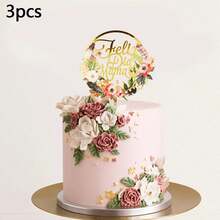 Bộ 1/3/6 chiếc phụ kiện trang trí bánh kem hình hoa bằng acrylic với chữ "Feliz Dia Mama" (Ngày của Mẹ), thích hợp để trang trí bánh kem trong bữa tiệc Ngày của Mẹ. - Nhiều màu - Xem 12